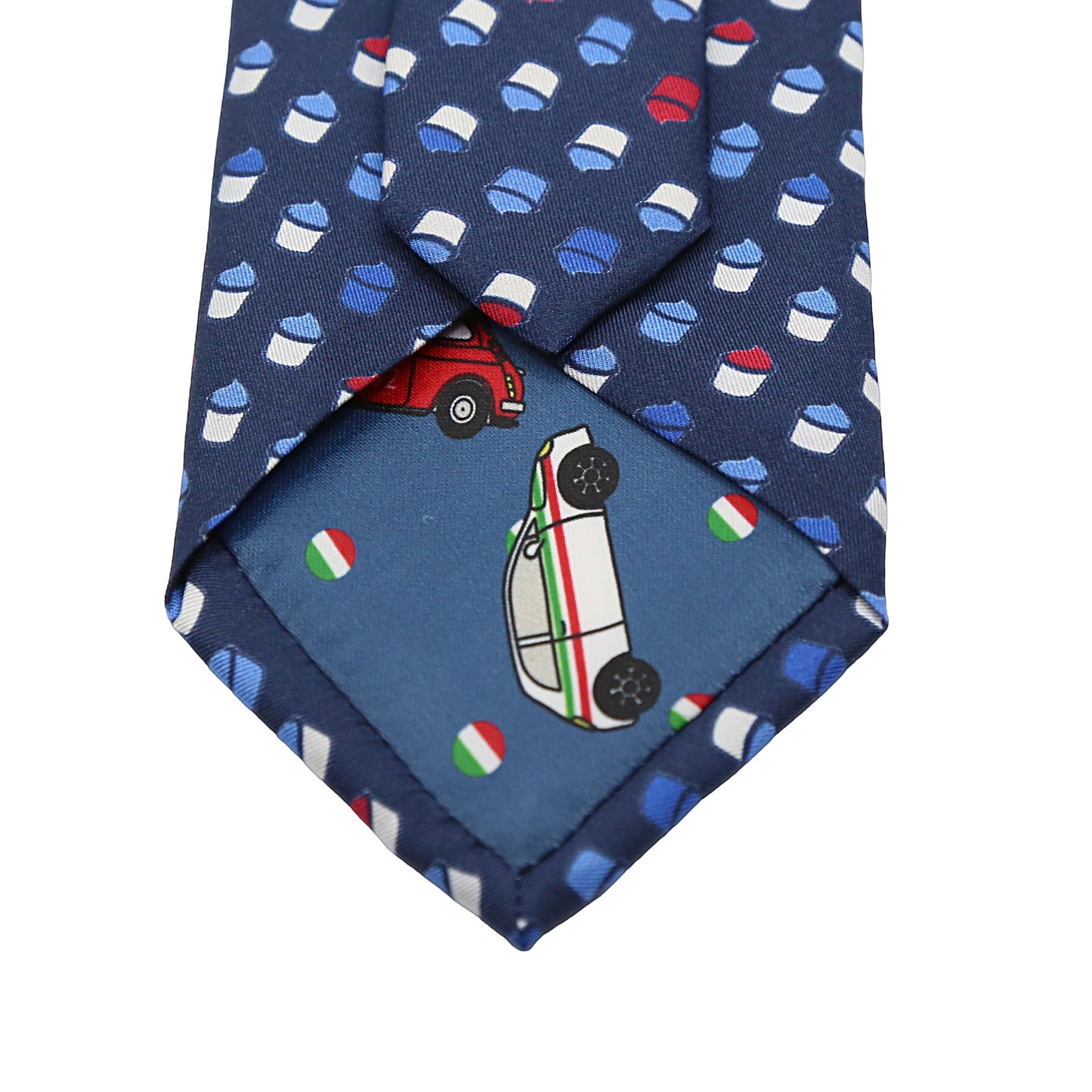 Navy Mens Italian Pure Silk Printed Pup Cakes Neck Ties