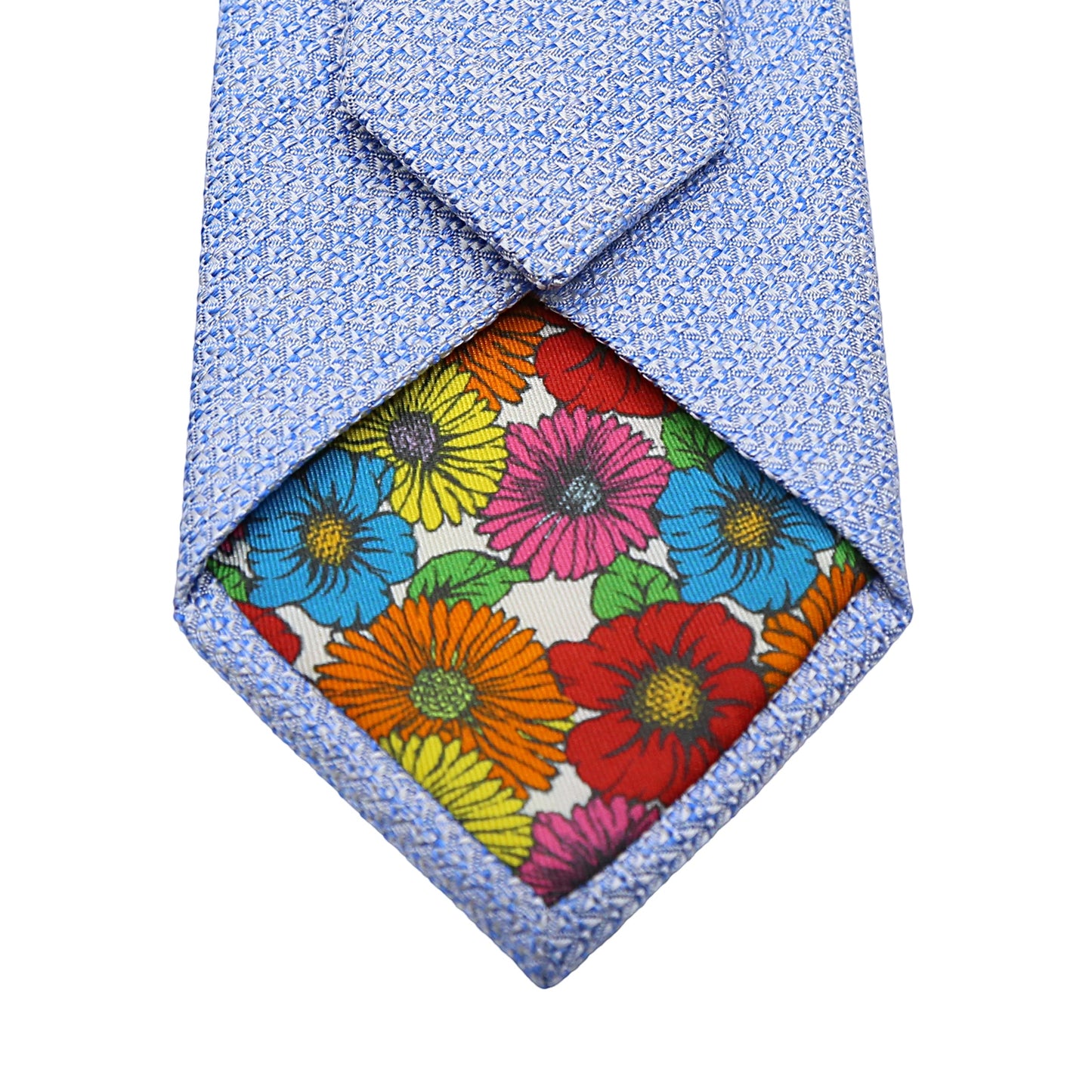 Sky Blue Mens Italian Pure Silk Geometric Neck Ties