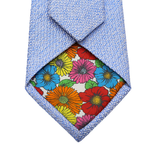 Sky Blue Mens Italian Pure Silk Geometric Neck Ties