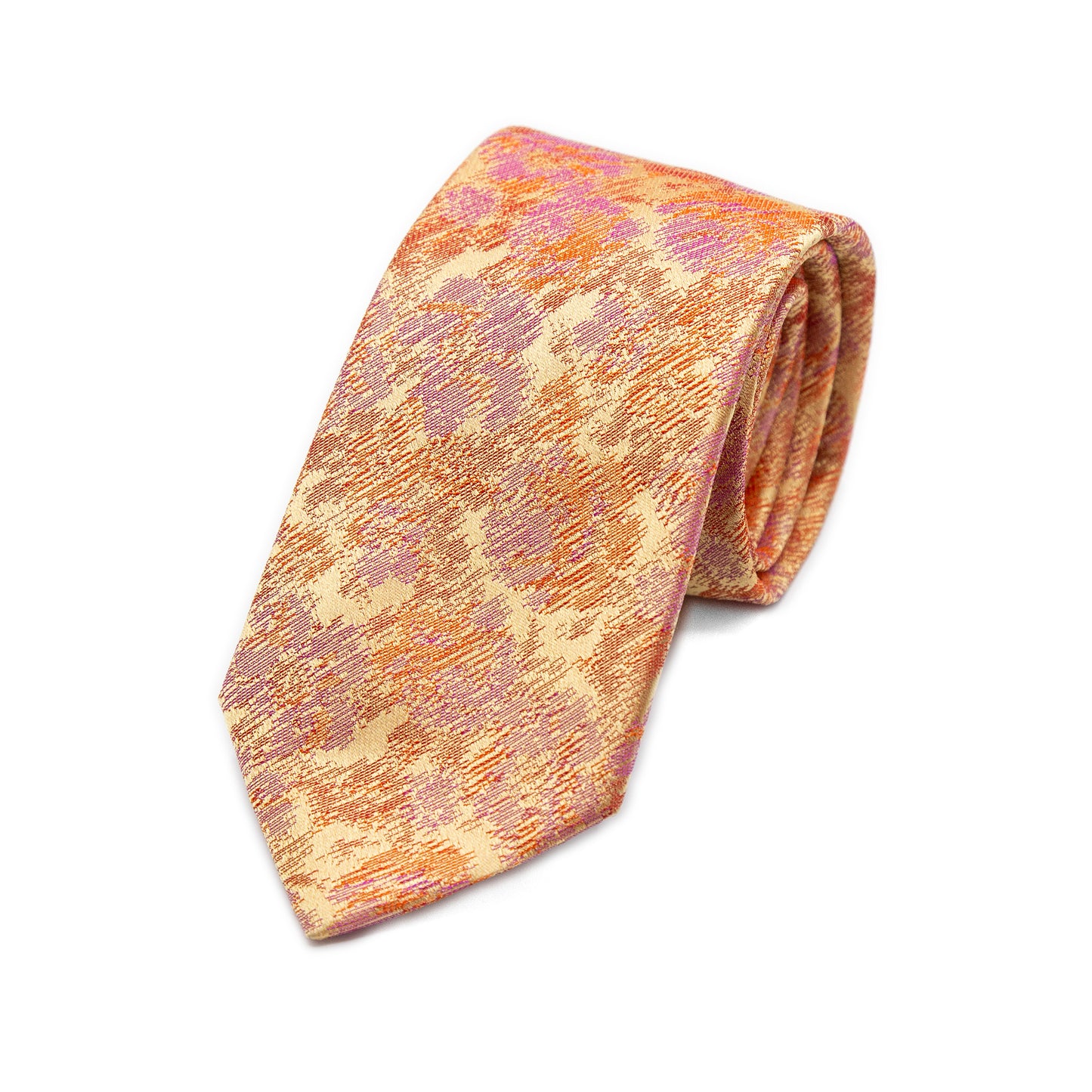 Orange/Gold Mens Italian Floral Silk Neck Tie