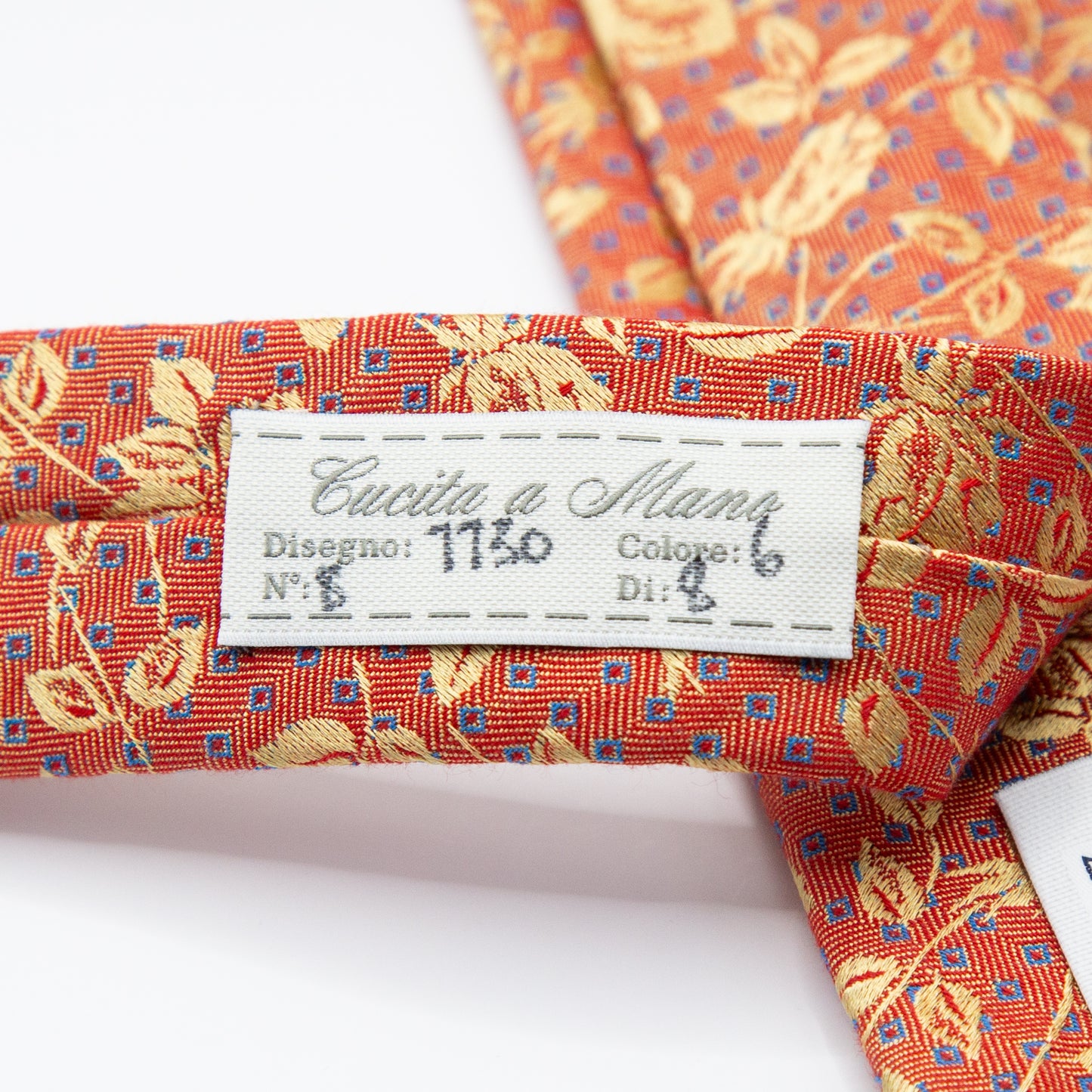 Orange/Gold Mens Italian Floral Silk Neck Tie