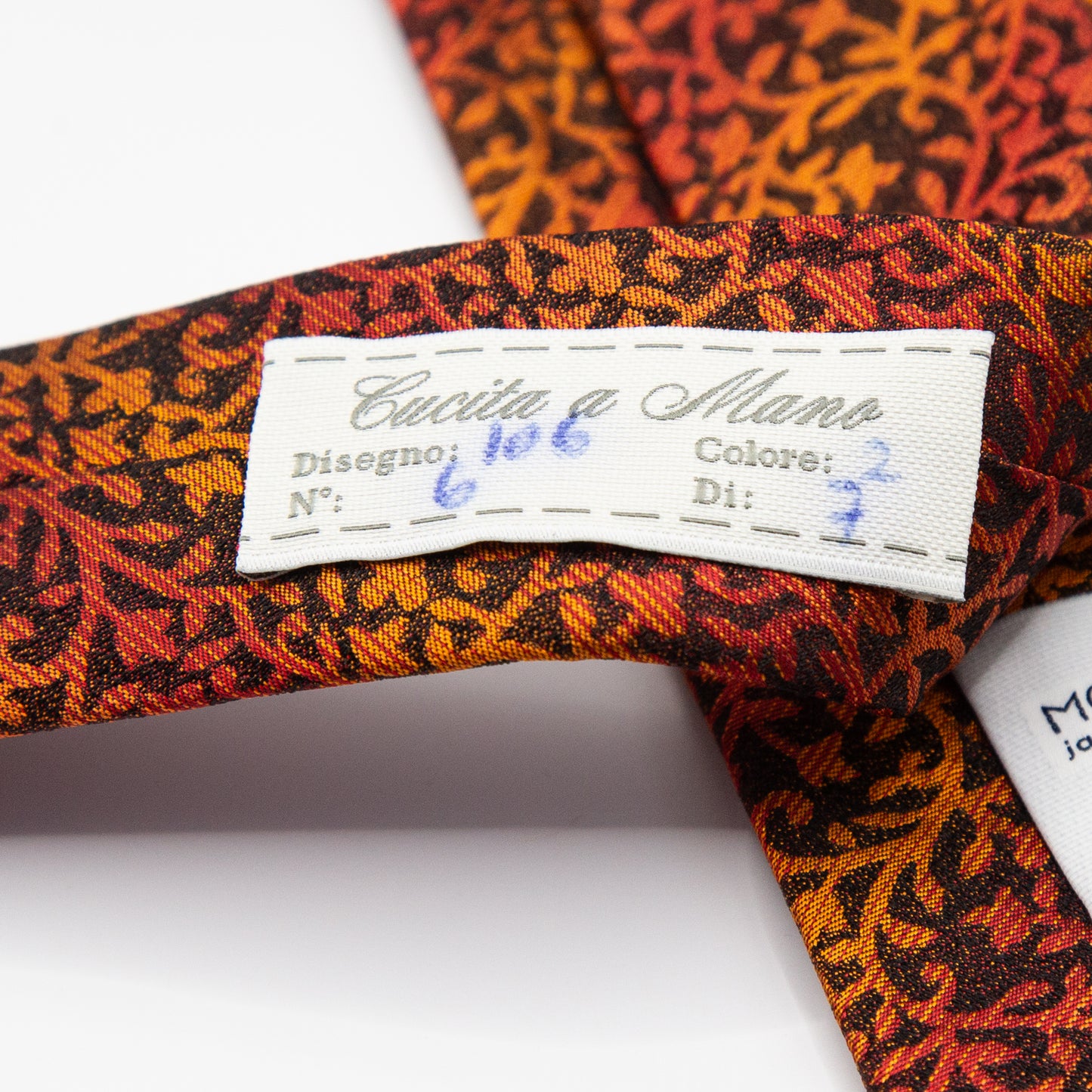 Burnt Orange Italian Floral Silk Neck Tie