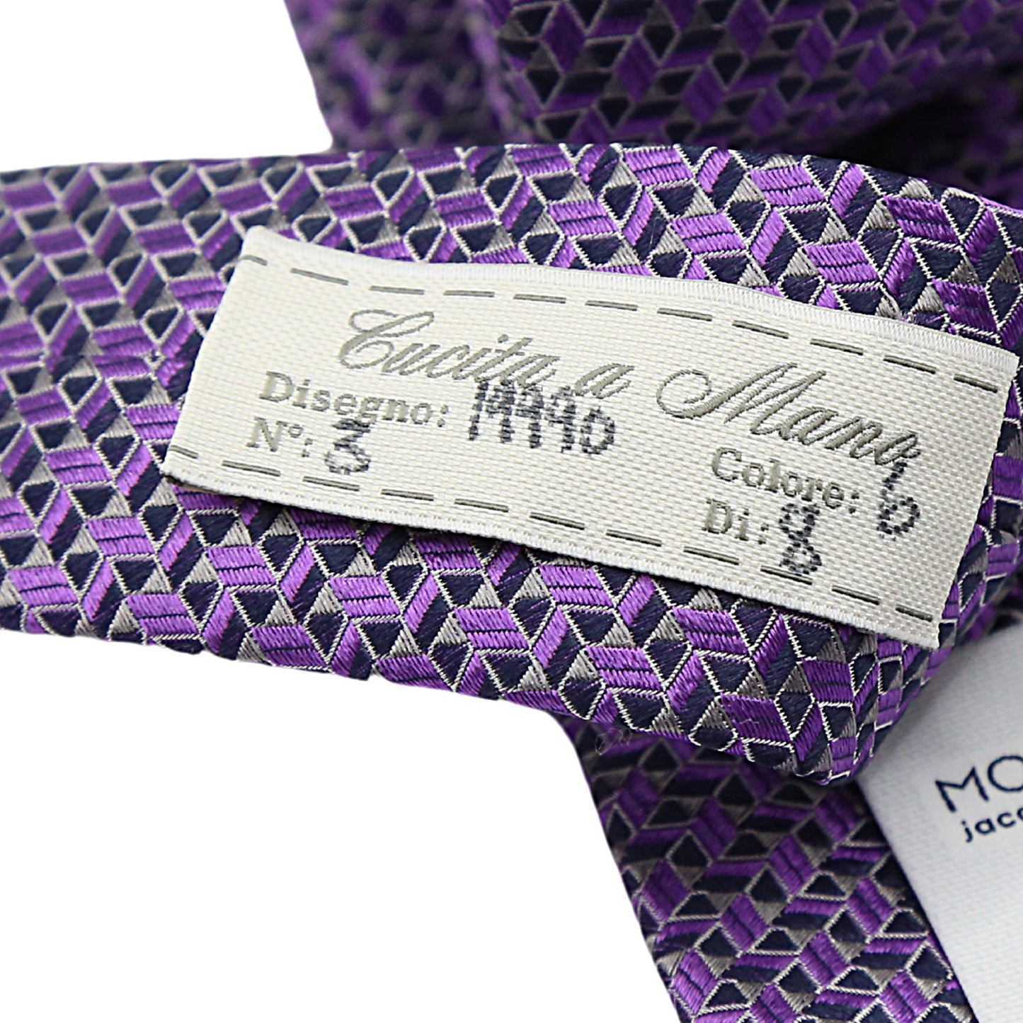 Purple Mens Italian Pure Silk Geometric Neck Ties