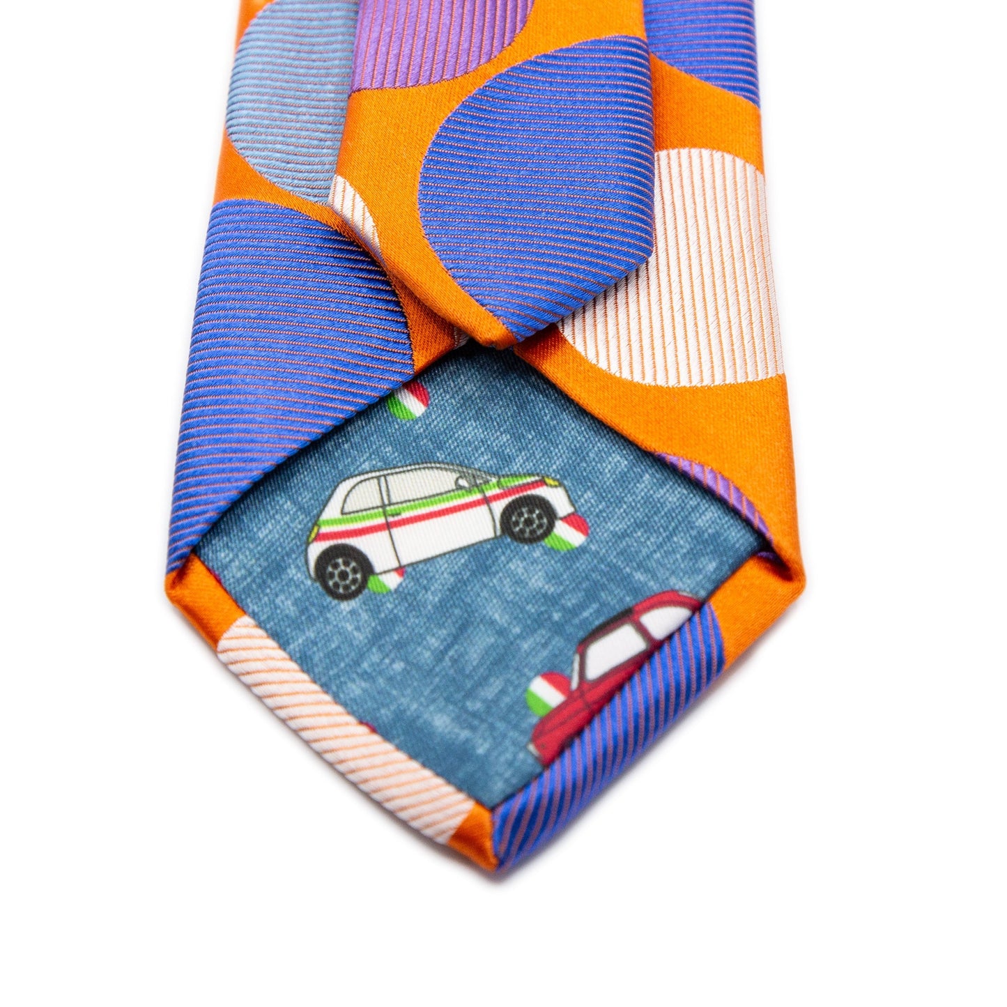 Orange Mens Italian Pure Silk Satin Coloured Circles Neck Ties