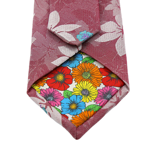 Magenta Mens Italian Pure Silk Floral Neck Ties
