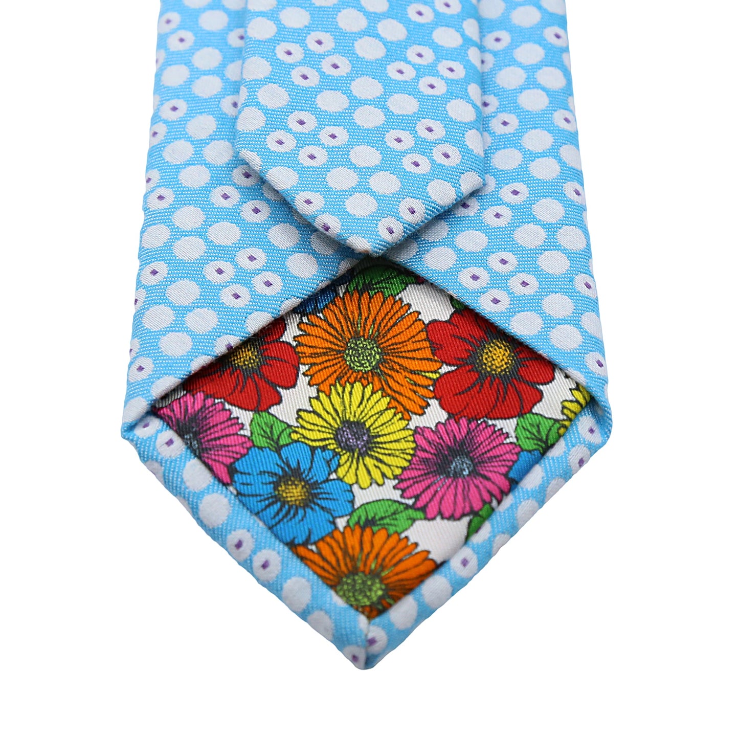 Turquoise Mens Italian Pure Silk Spotted Twill Neck Ties