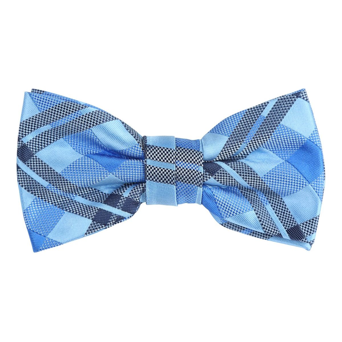 Blue/Sky/Navy Luxury Check Weave Pre Tied Bow Tie