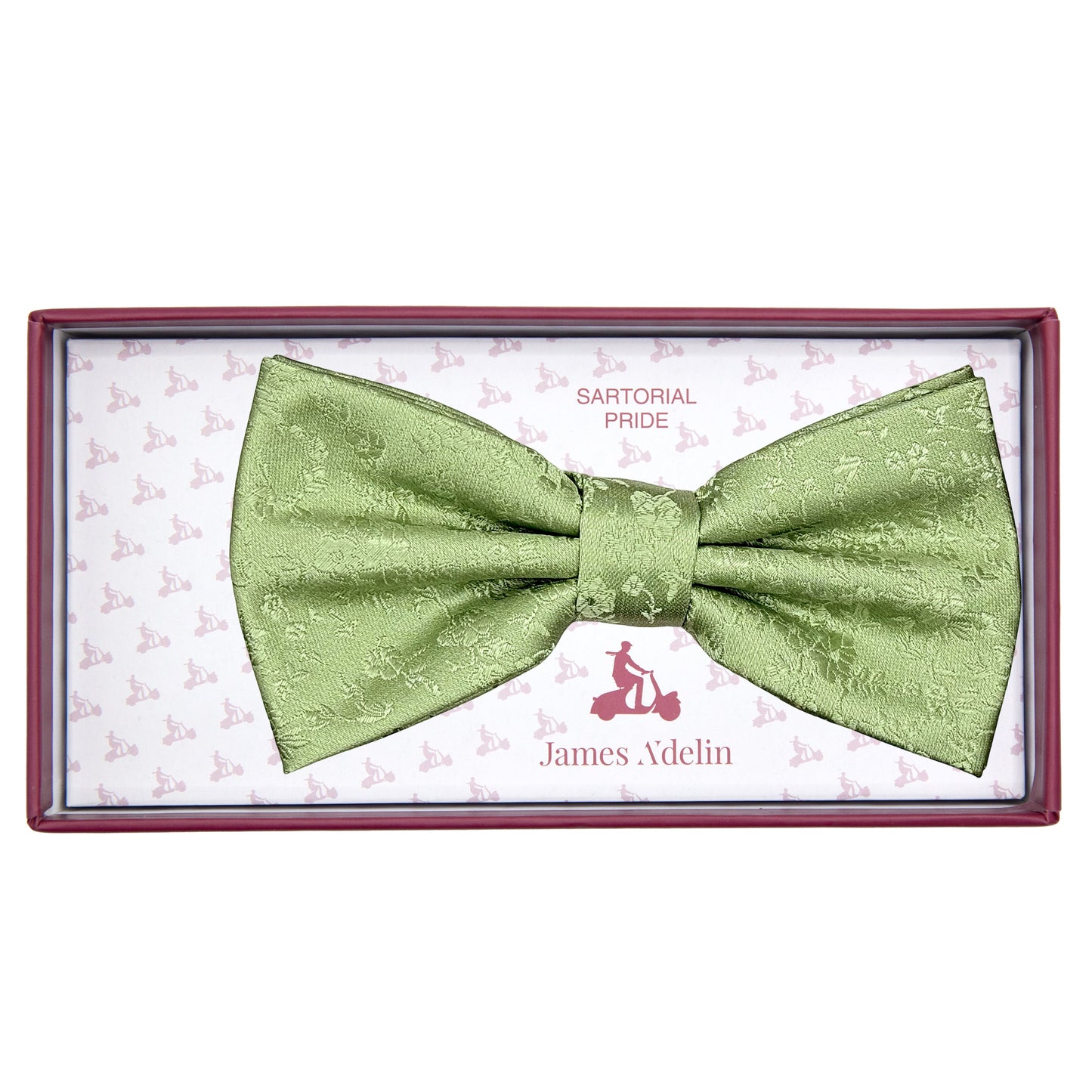 Sage Green Luxury Floral Weave Bow Tie
