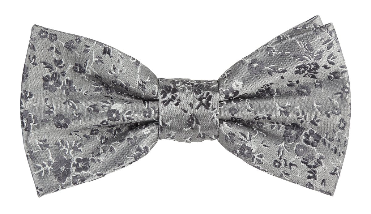 Charcoal Luxury Floral Weave Bow Tie
