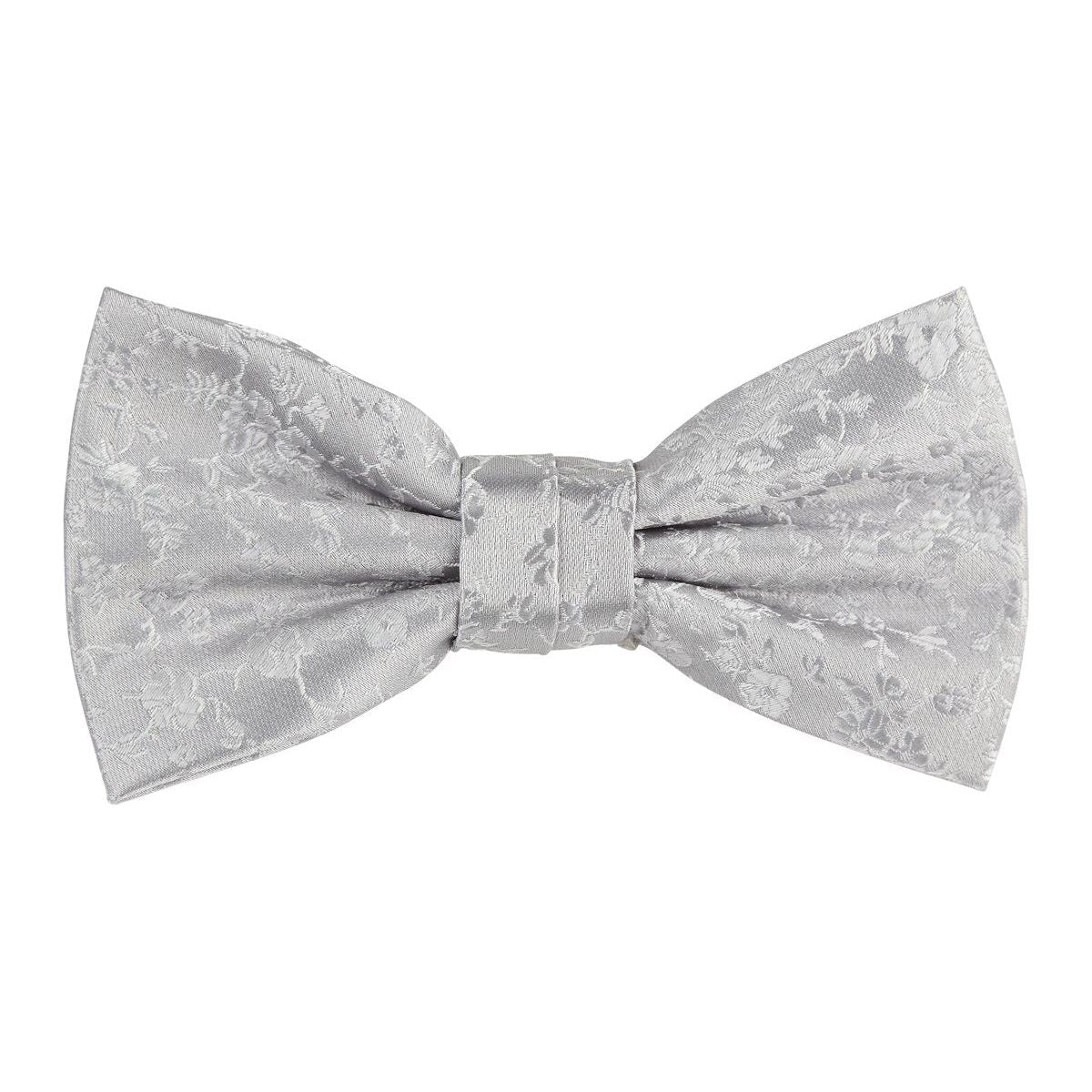 Silver Luxury Floral Weave Bow Tie