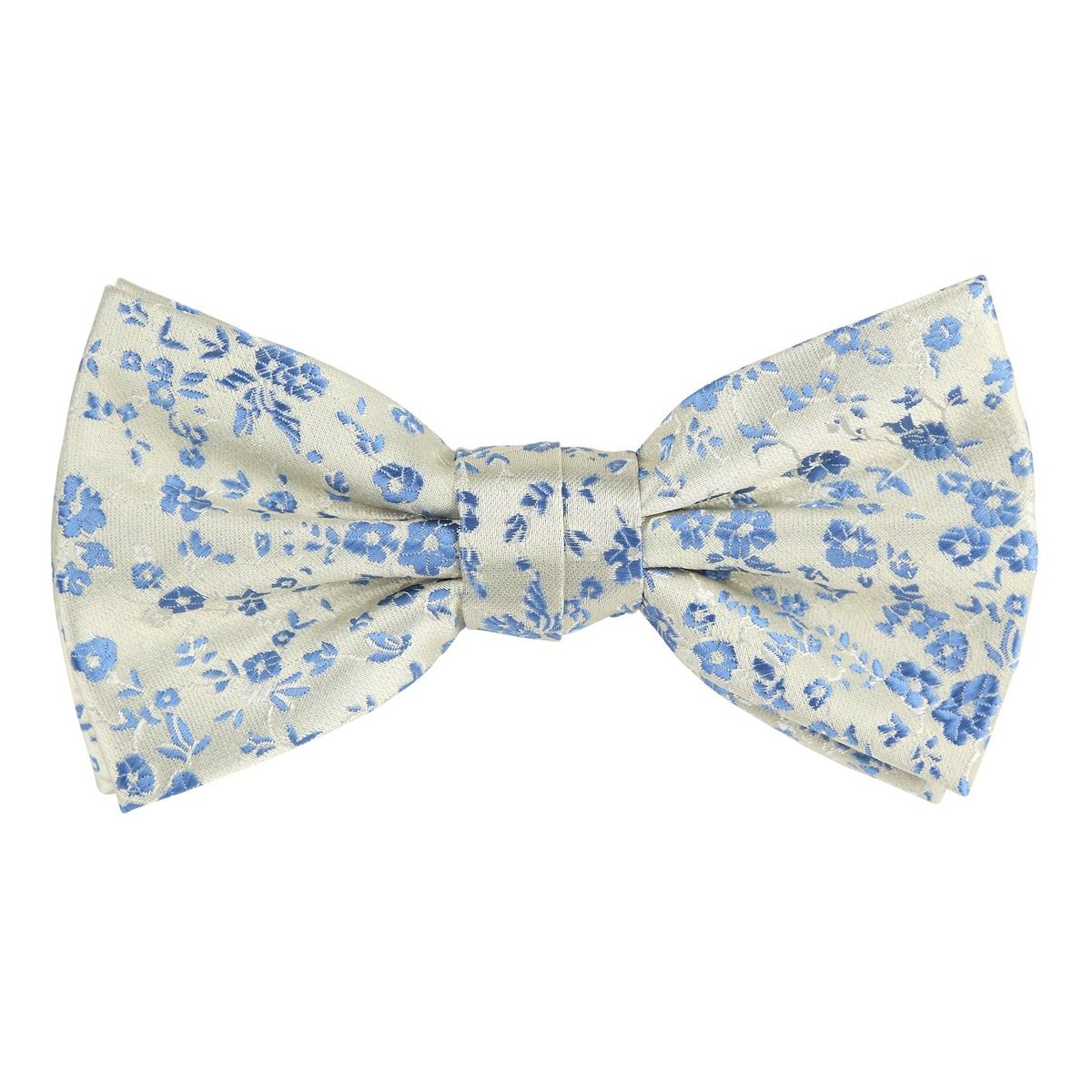 Beige/Slate Blue Luxury Floral Weave Bow Tie