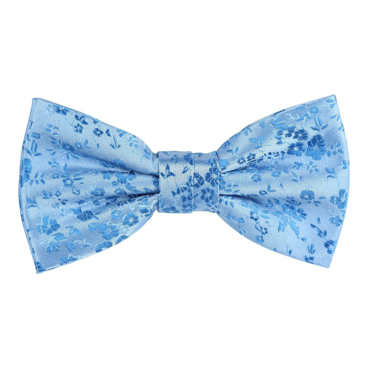 Sky Blue Luxury Floral Weave Bow Tie