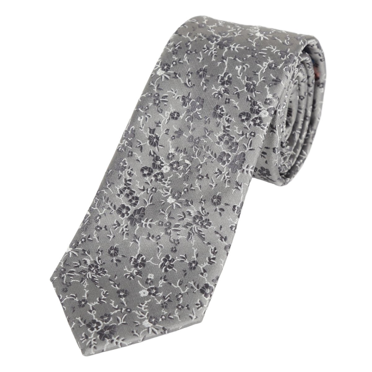 Charcoal Luxury Floral Weave Neck Tie