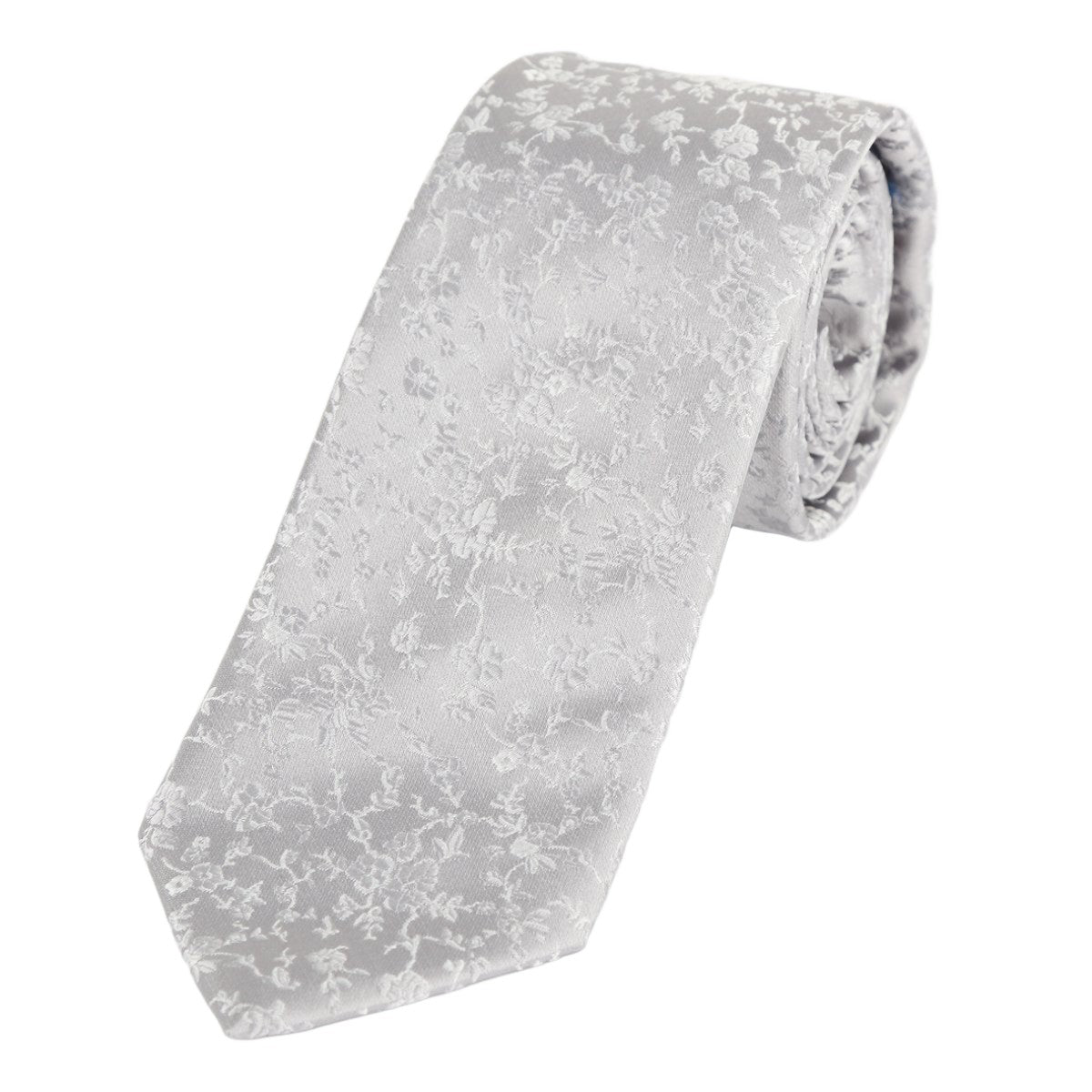Silver Luxury Floral Weave Neck Tie