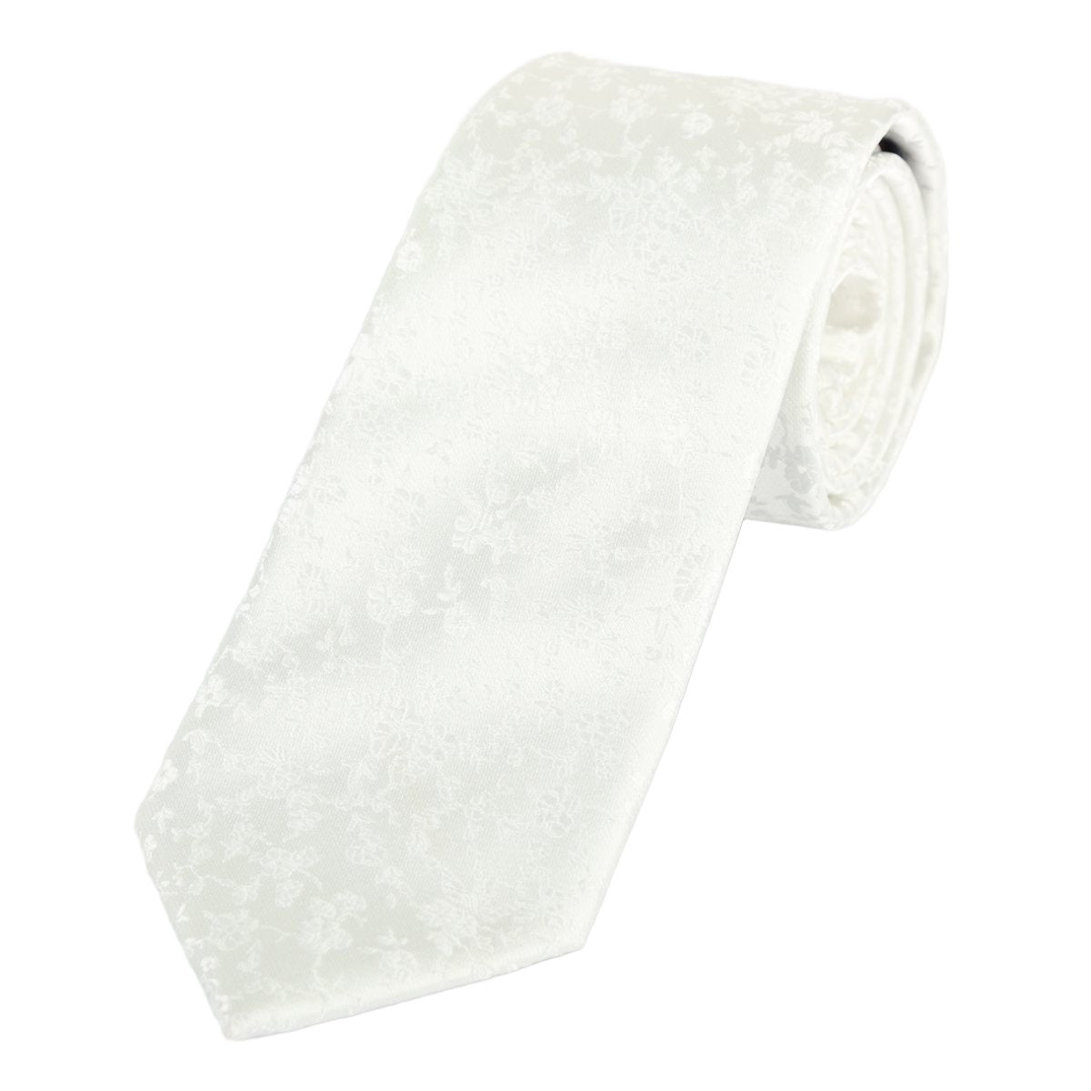 White Luxury Floral Weave Neck Tie