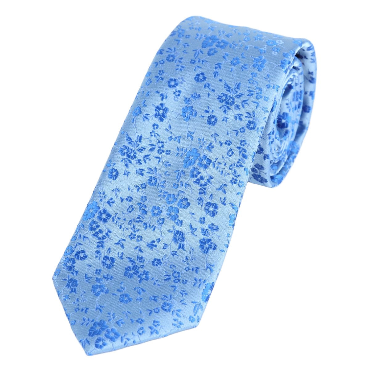 Sky/Royal Blue Luxury Floral Weave Neck Tie