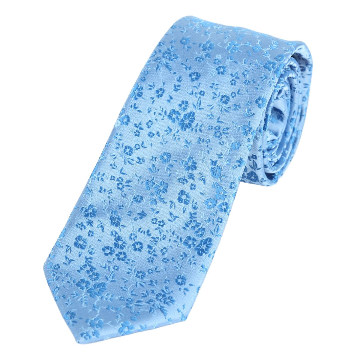 Sky/Mid Blue Luxury Floral Weave Neck Tie
