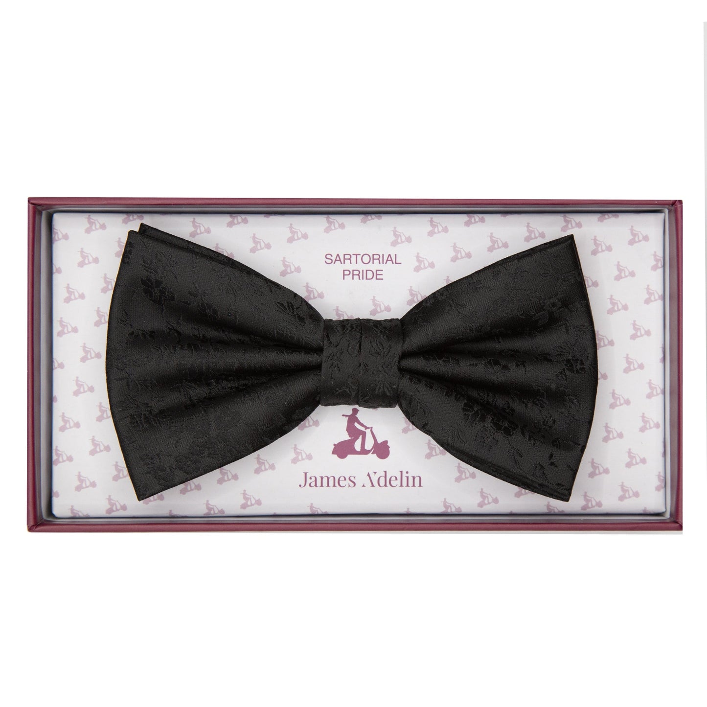 Black Luxury Floral Weave Bow Tie