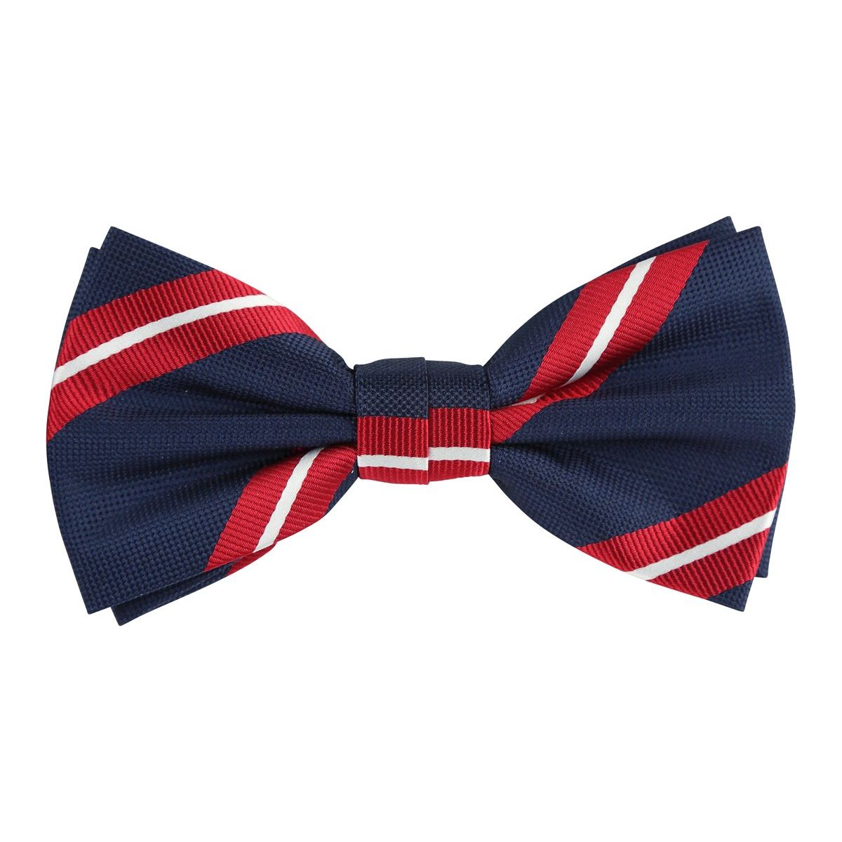 Navy/Red/White Luxury Regimental Striped Weave Bow Tie