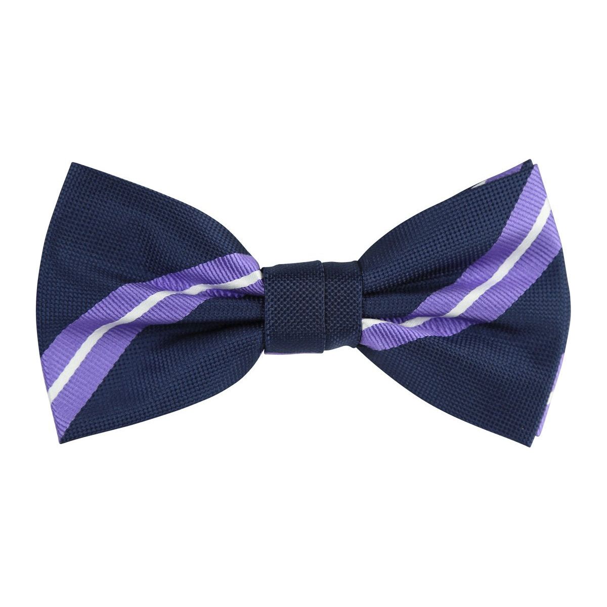 Navy/Purple/White Luxury Regimental Striped Weave Bow Tie