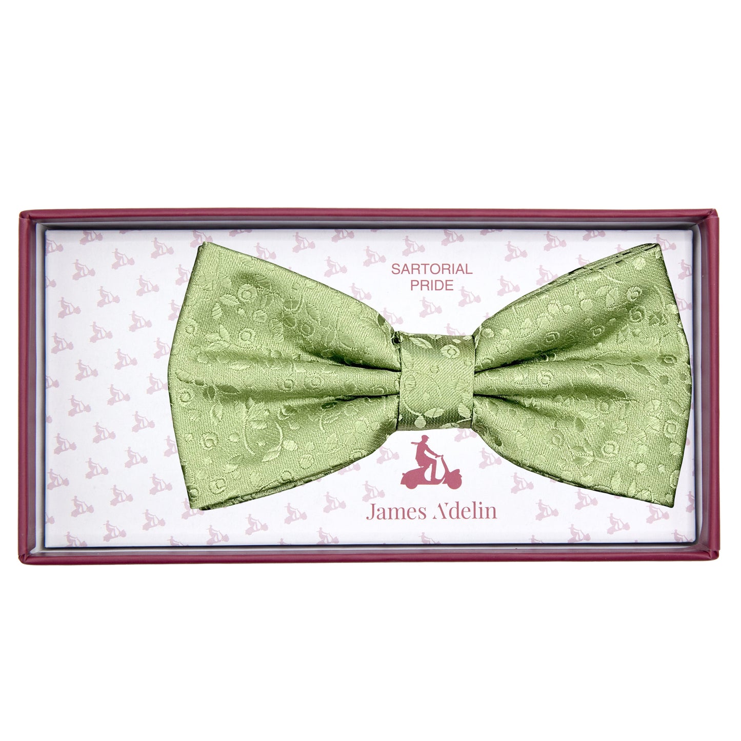 Sage Luxury Mini Floral Weave Bow Tie