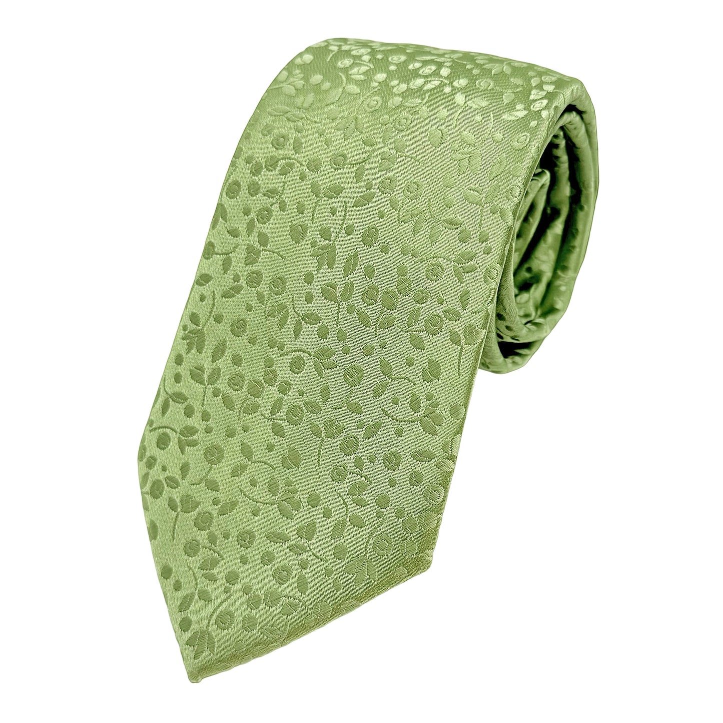 Sage Luxury Mini Floral Weave Neck Tie
