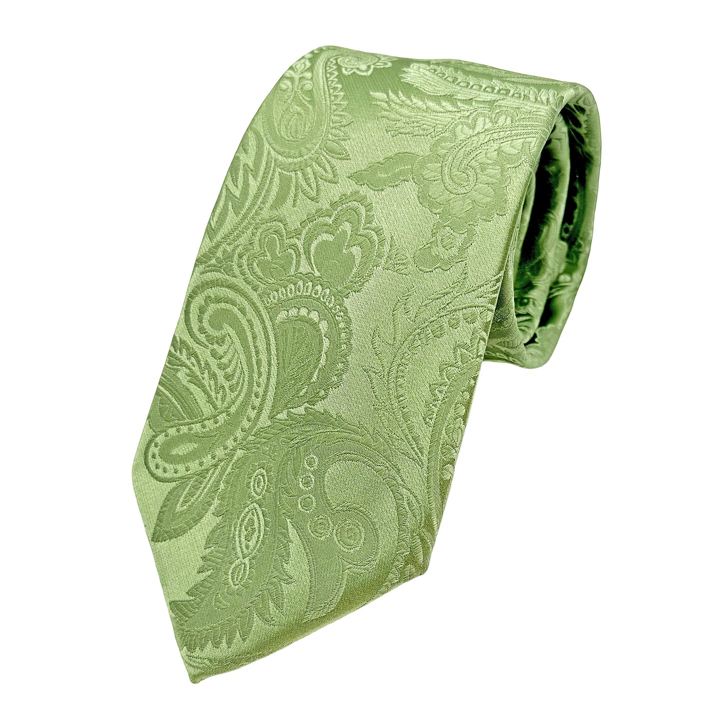 Sage Green Luxury Paisley Weave Neck Tie