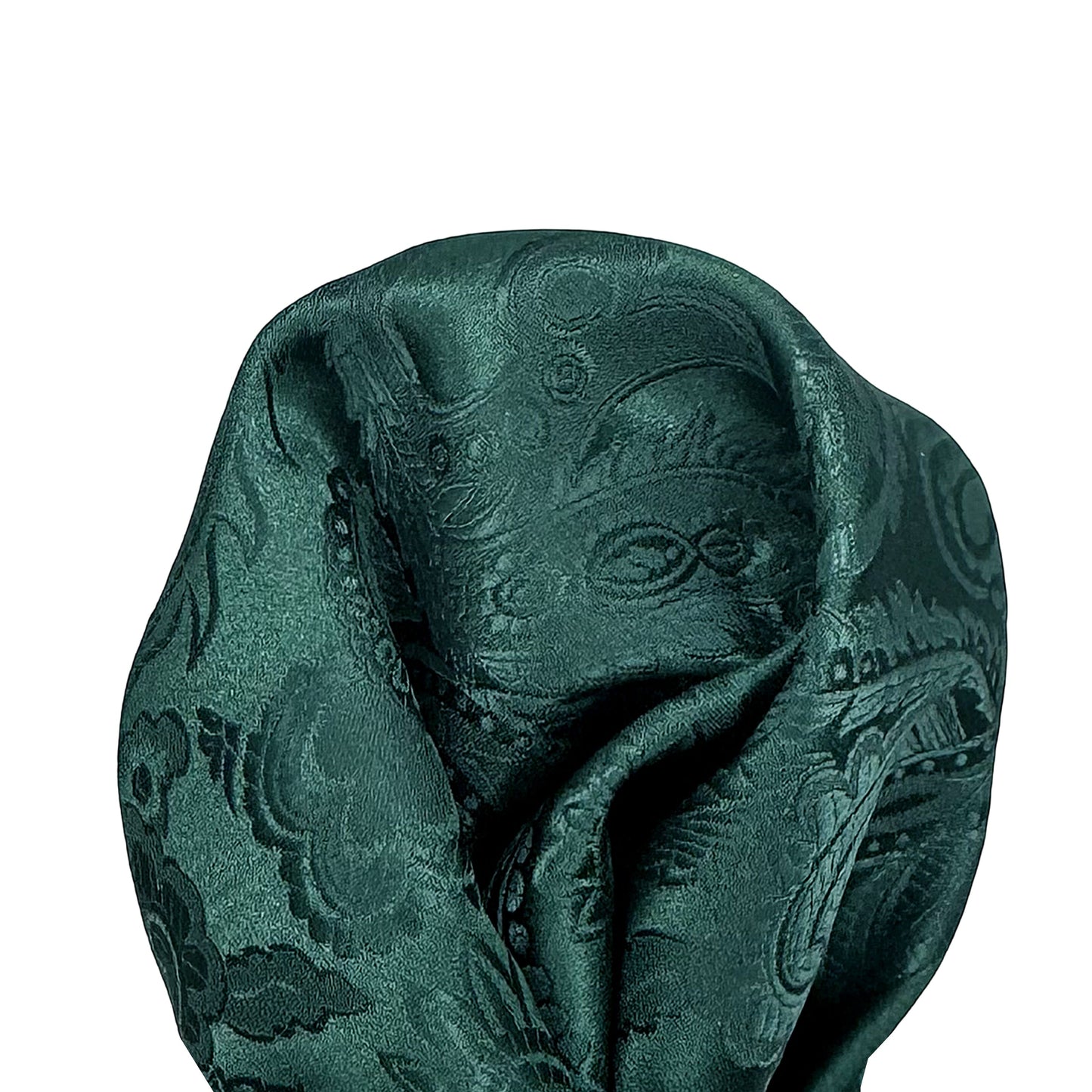 Dark Green Luxury Paisley Weave Pocket Square