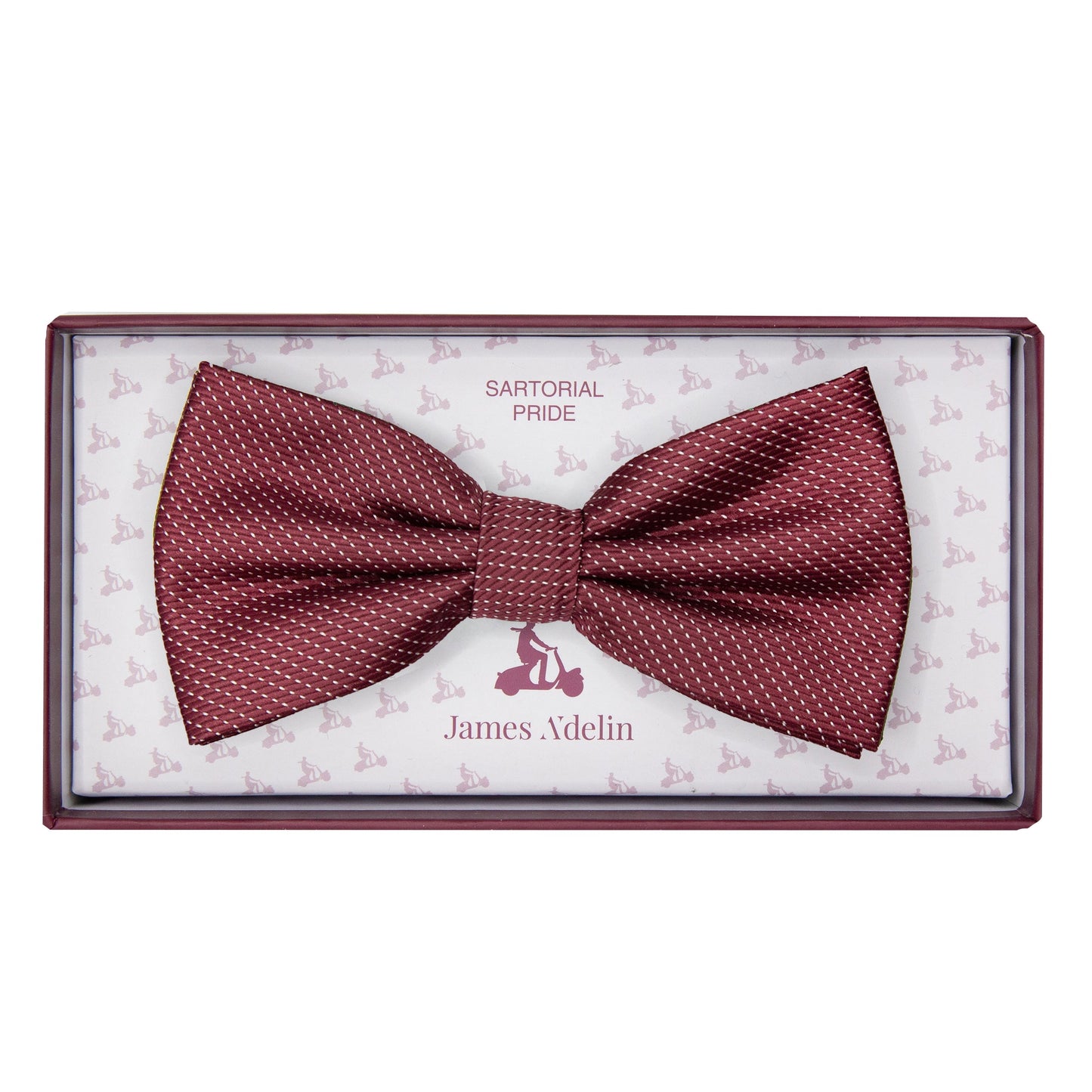 Burgundy Luxury Spotted Pin Dot Textured Weave Bow Tie