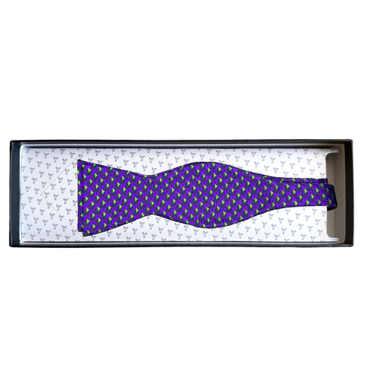 Purple Luxury Silk Geometric Weave Self Tied (T.Y.O.) Bow Tie
