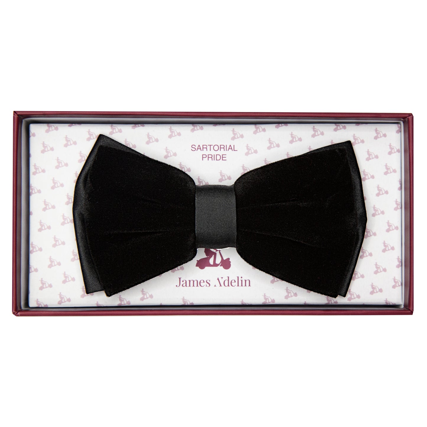 Black Velvet and Satin Weave Contrast Bow Tie