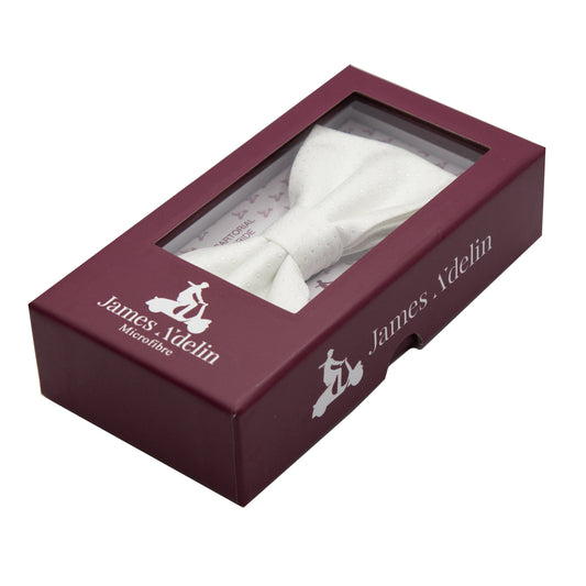 White Mini Spotted Weave Bow Tie