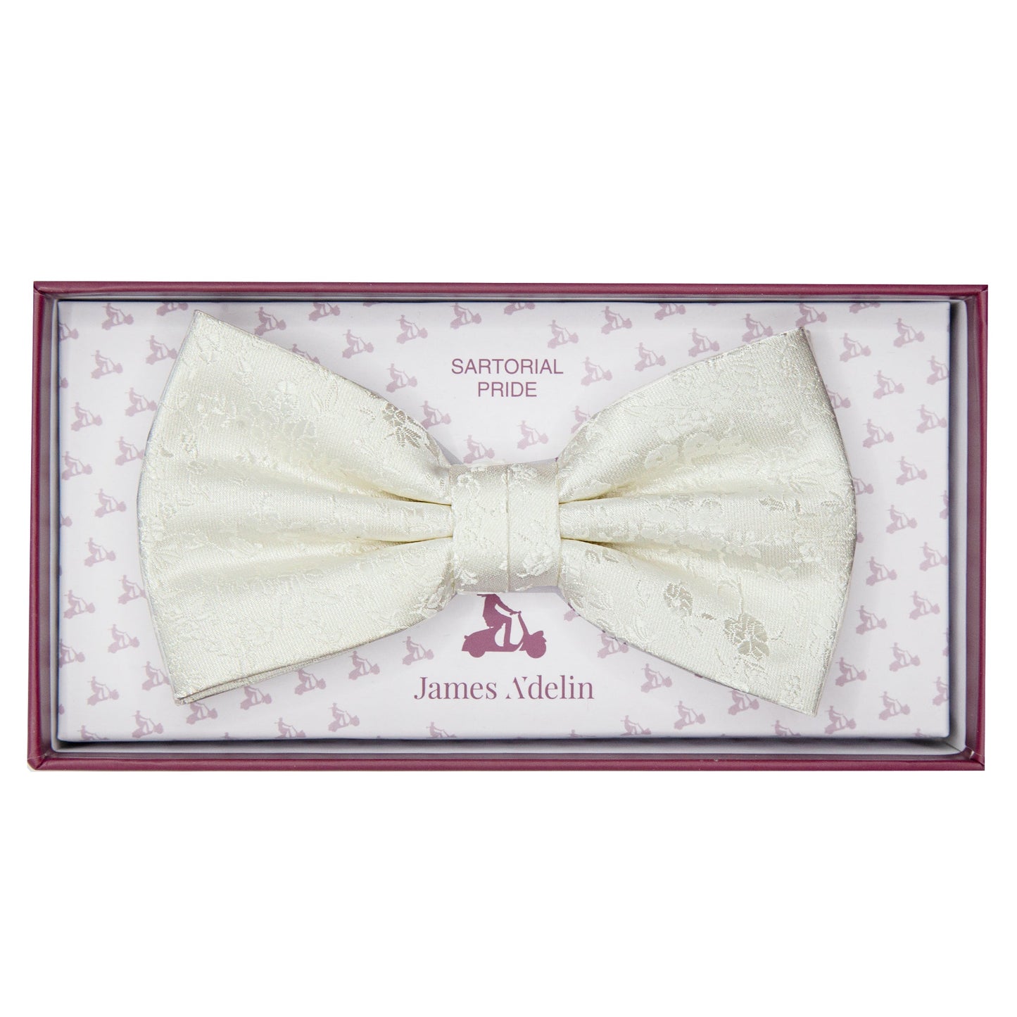 Off White Luxury Floral Weave Bow Tie