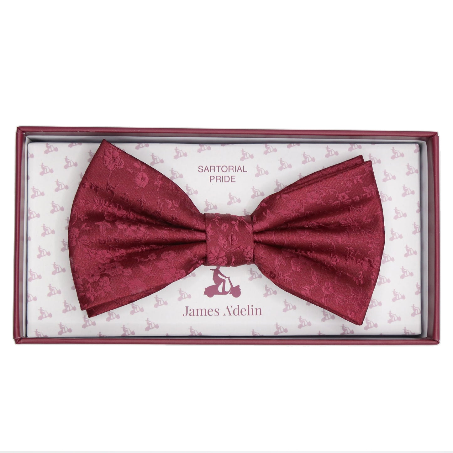 Burgundy Luxury Floral Weave Bow Tie
