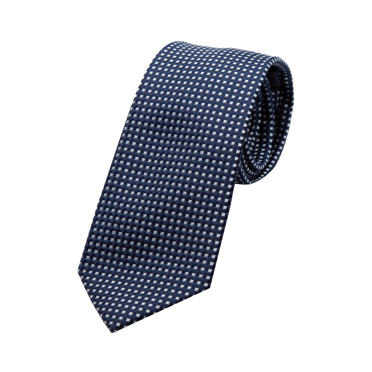 Navy/Sky Luxury Gingham Textured Weave Neck Tie