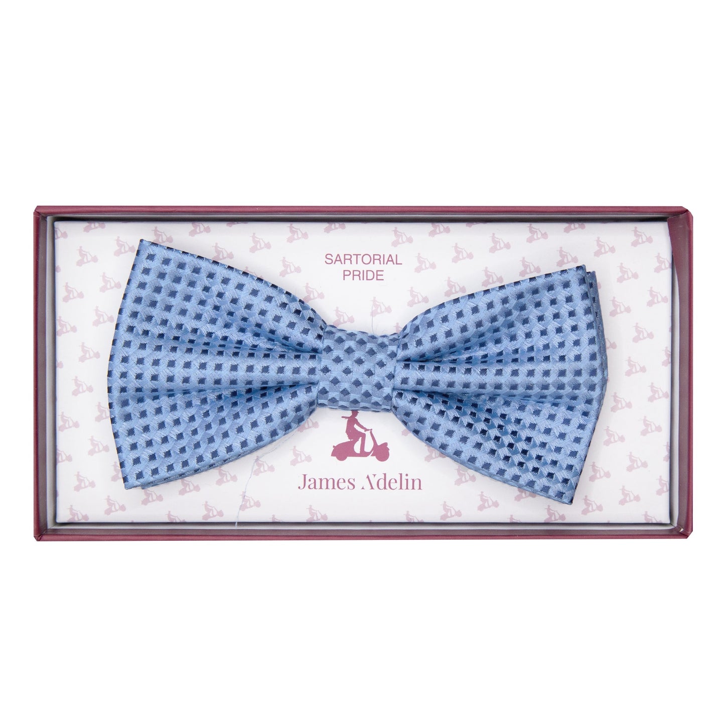 Sky/Navy Luxury Gingham Textured Weave Pre Tied Bow Tie