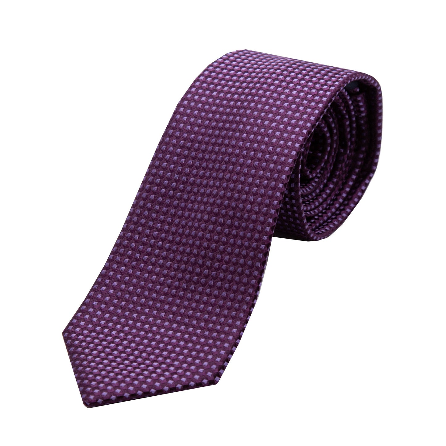 Dark Purple/Purple Luxury Gingham Textured Weave Neck Tie