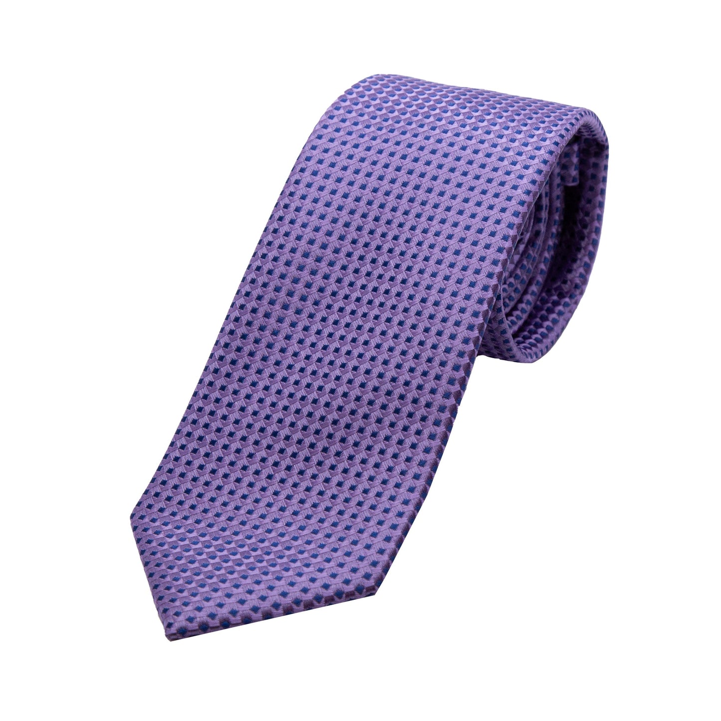 Purple/Navy Luxury Gingham Textured Weave Neck Tie