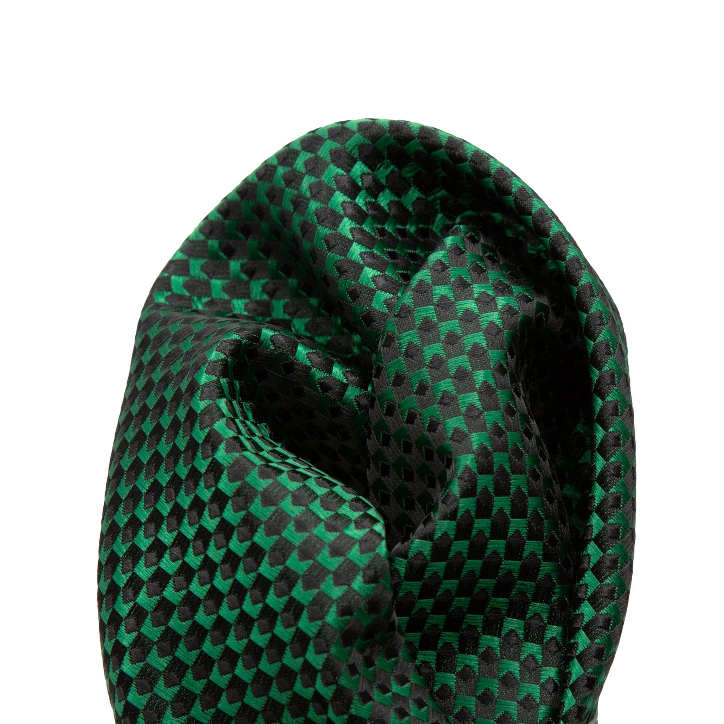 Green/Navy Luxury Gingham Textured Weave Pocket Square