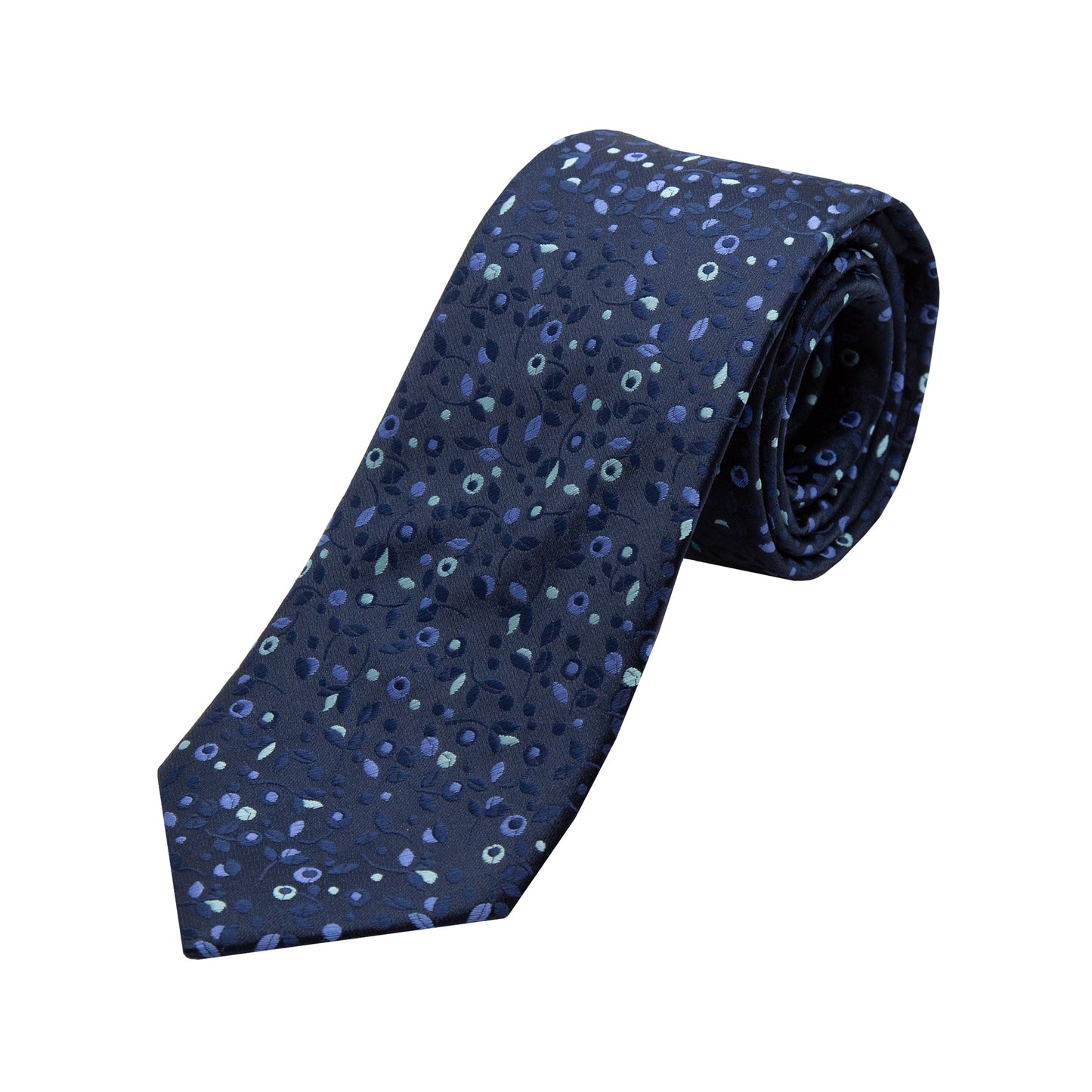 Navy Luxury Mini Floral Weave Neck Tie