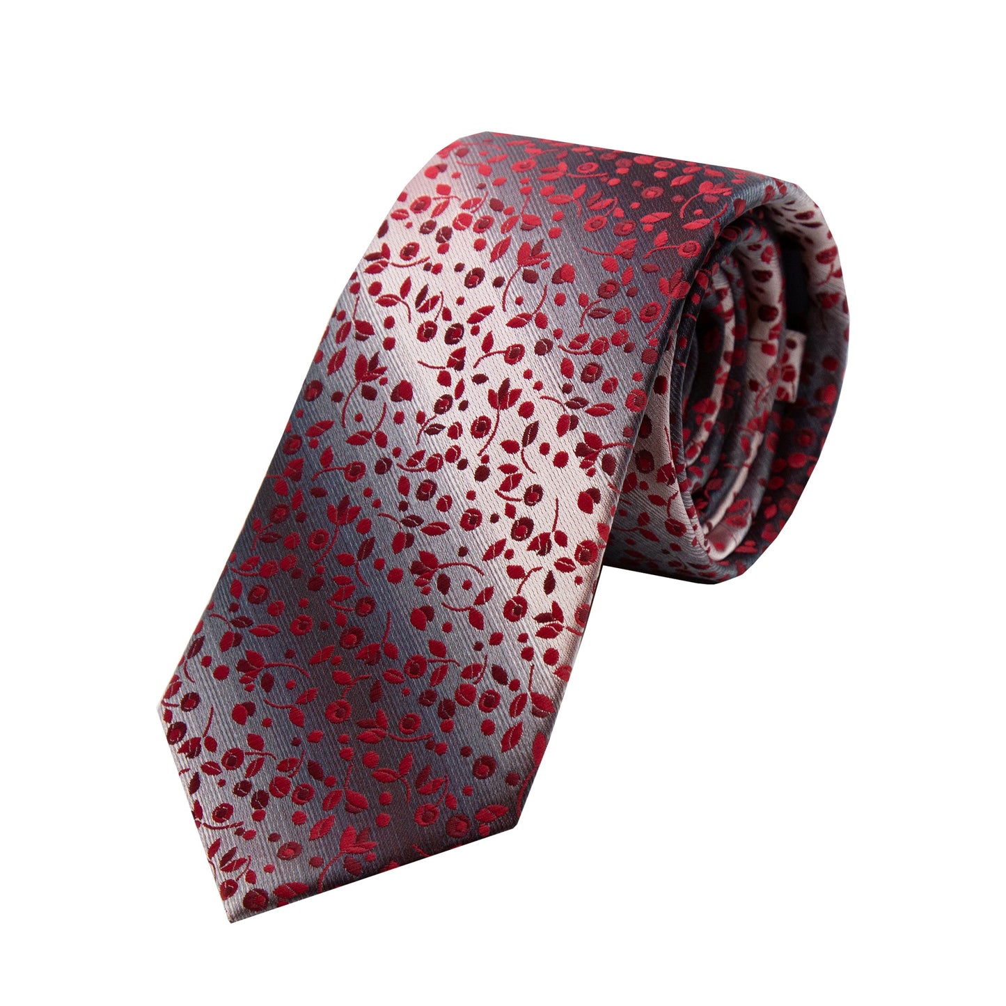 Red Luxury Mini Floral Weave Neck Tie
