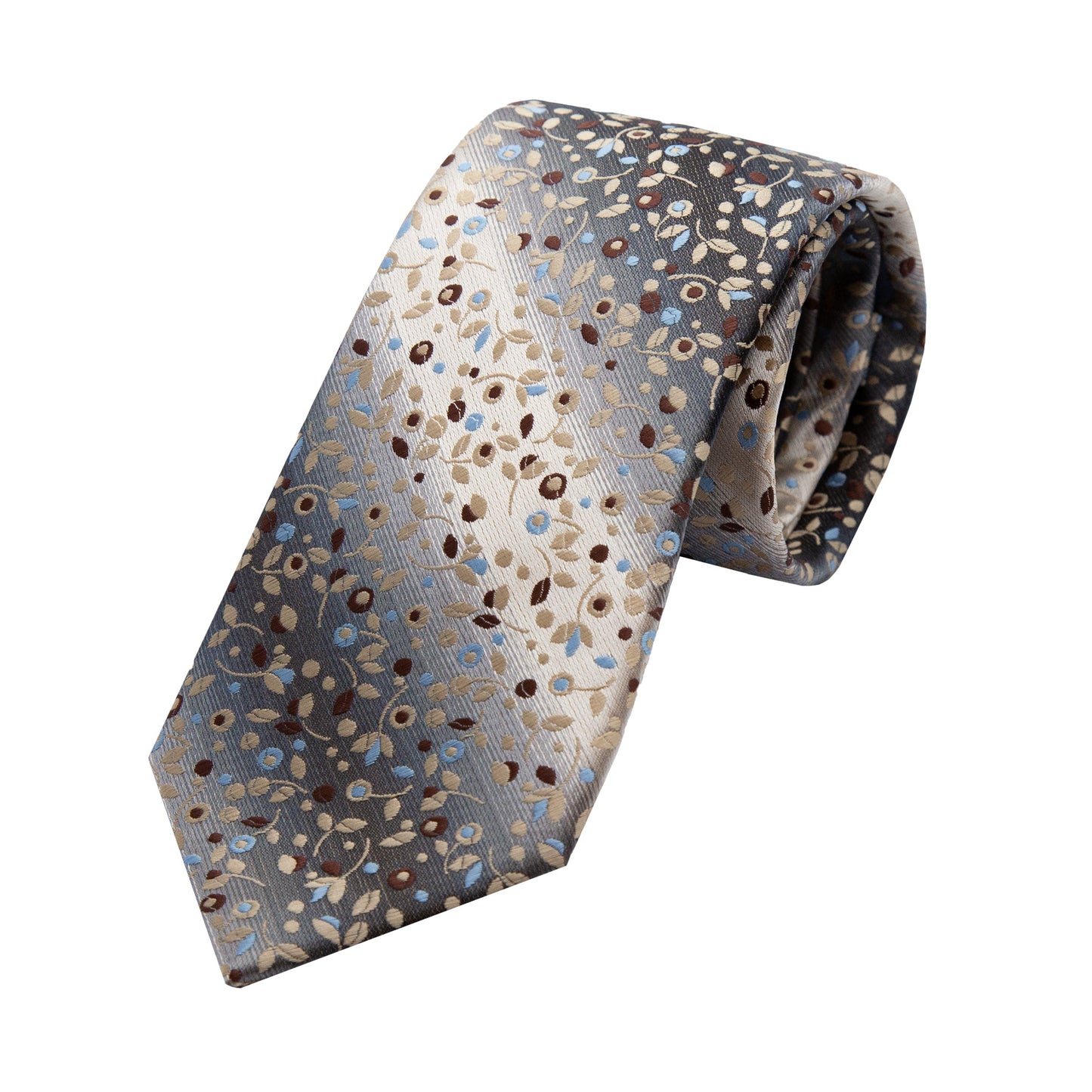 Taupe Luxury Mini Floral Weave Neck Tie