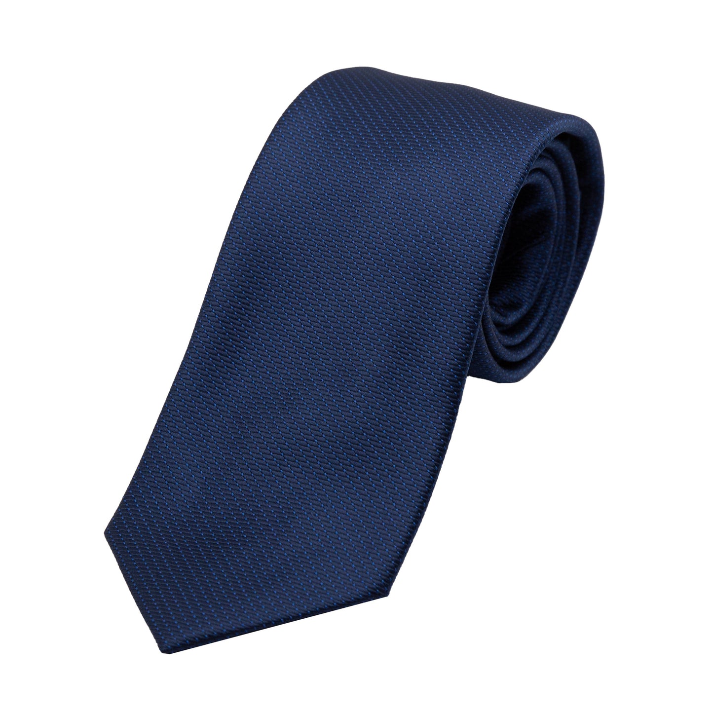 Navy Luxury Spotted Pin Dot Textured Weave Neck Tie