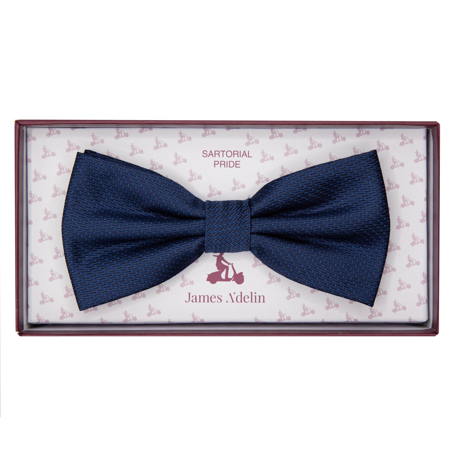 Navy Luxury Spotted Pin Dot Textured Weave Bow Tie