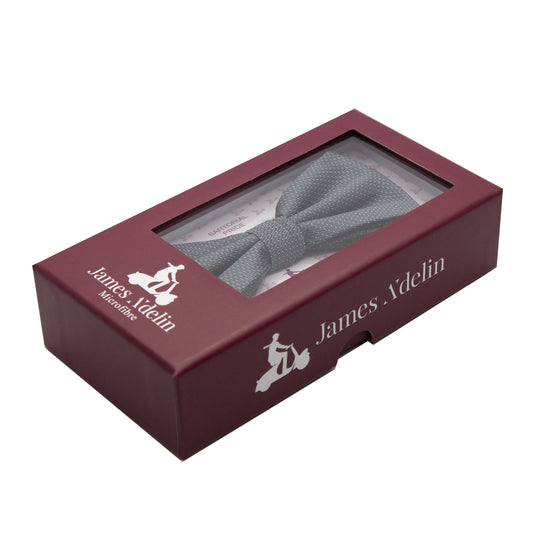 Charcoal Luxury Spotted Pin Dot Textured Weave Bow Tie