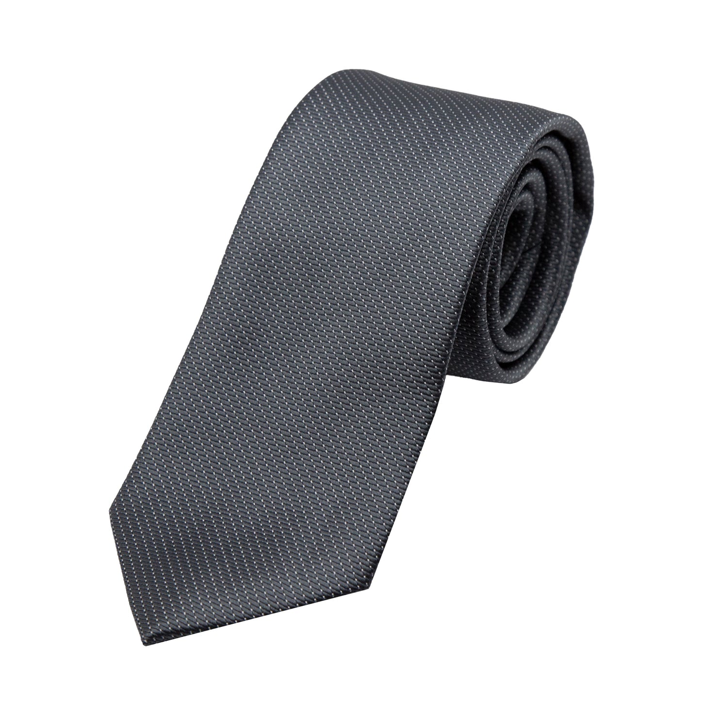 Charcoal Luxury Spotted Pin Dot Textured Weave Neck Tie