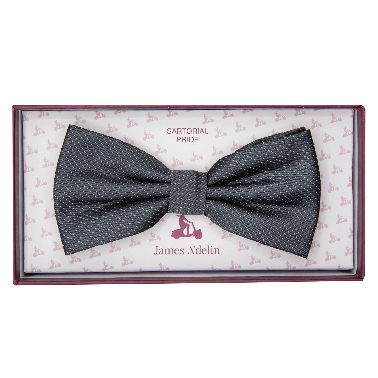 Charcoal Luxury Spotted Pin Dot Textured Weave Bow Tie
