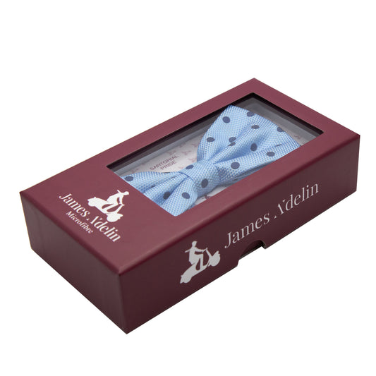 Sky/Navy Luxury Polka Dot Textured Weave Bow Tie