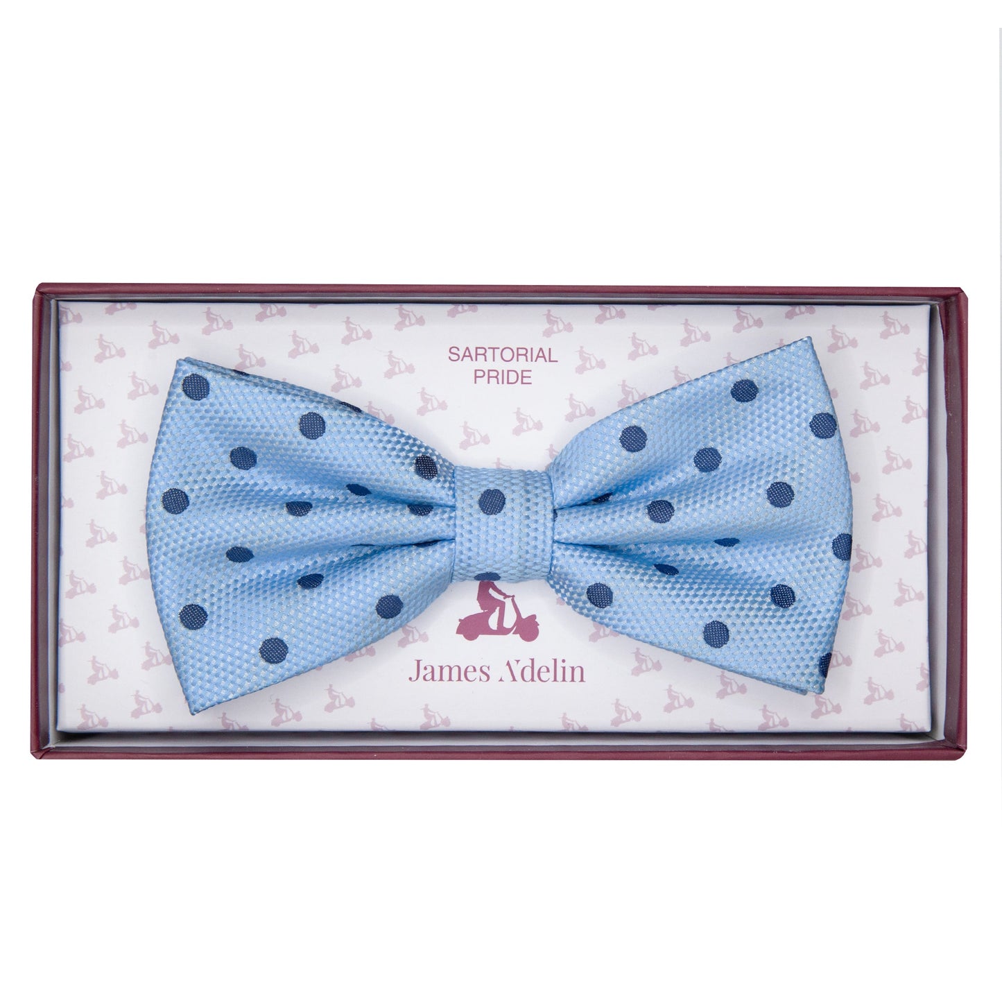 Sky/Navy Luxury Polka Dot Textured Weave Bow Tie
