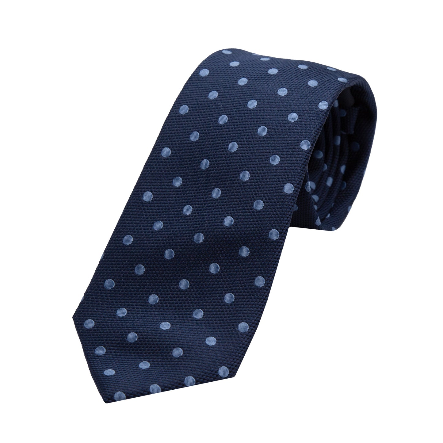 Navy/Sky Luxury Polka Dot Textured Weave Neck Tie